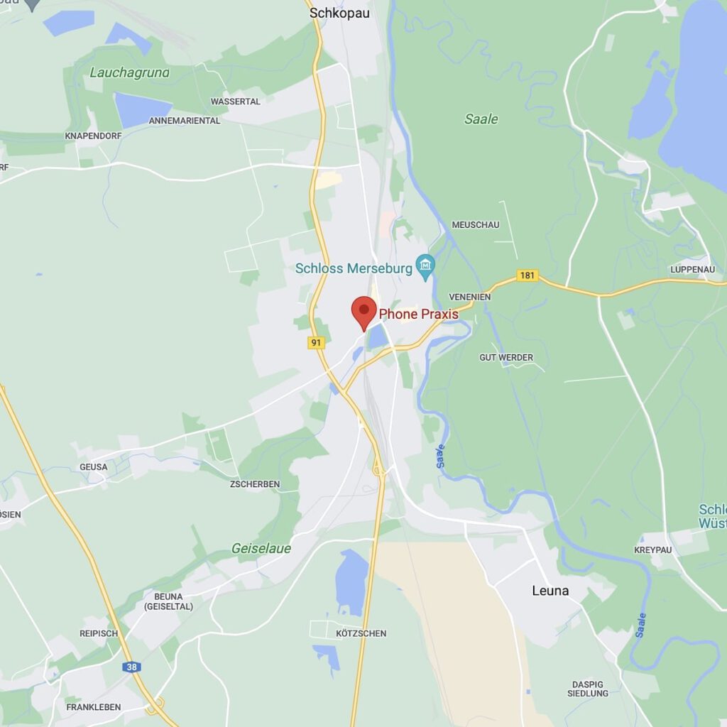 Karte mit Standort der Phonepraxis in Merseburg
